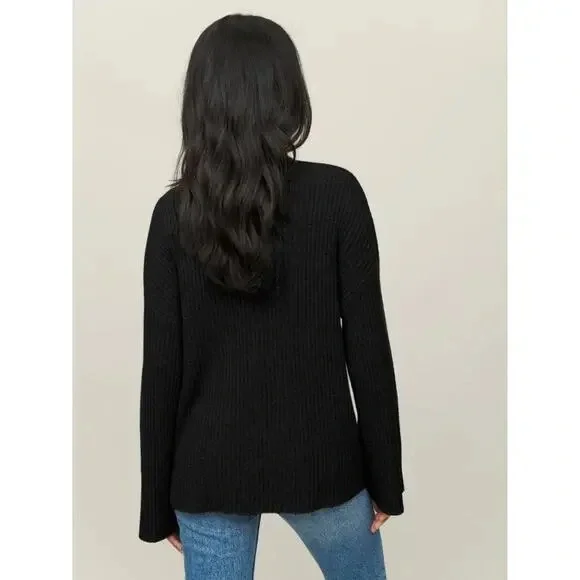 Reformation Fantino Cashmere Collared Cardigan in black - Picture 3 of 9